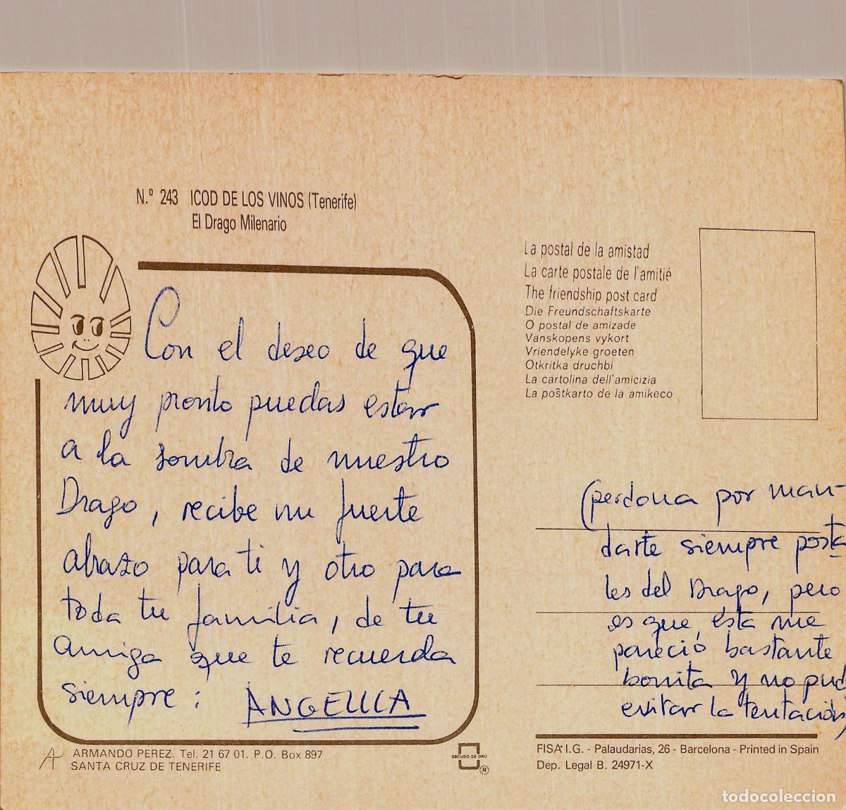 Postales: Postal de Icod de los Vinos con el Drago Milenario y el Teide - Foto 2