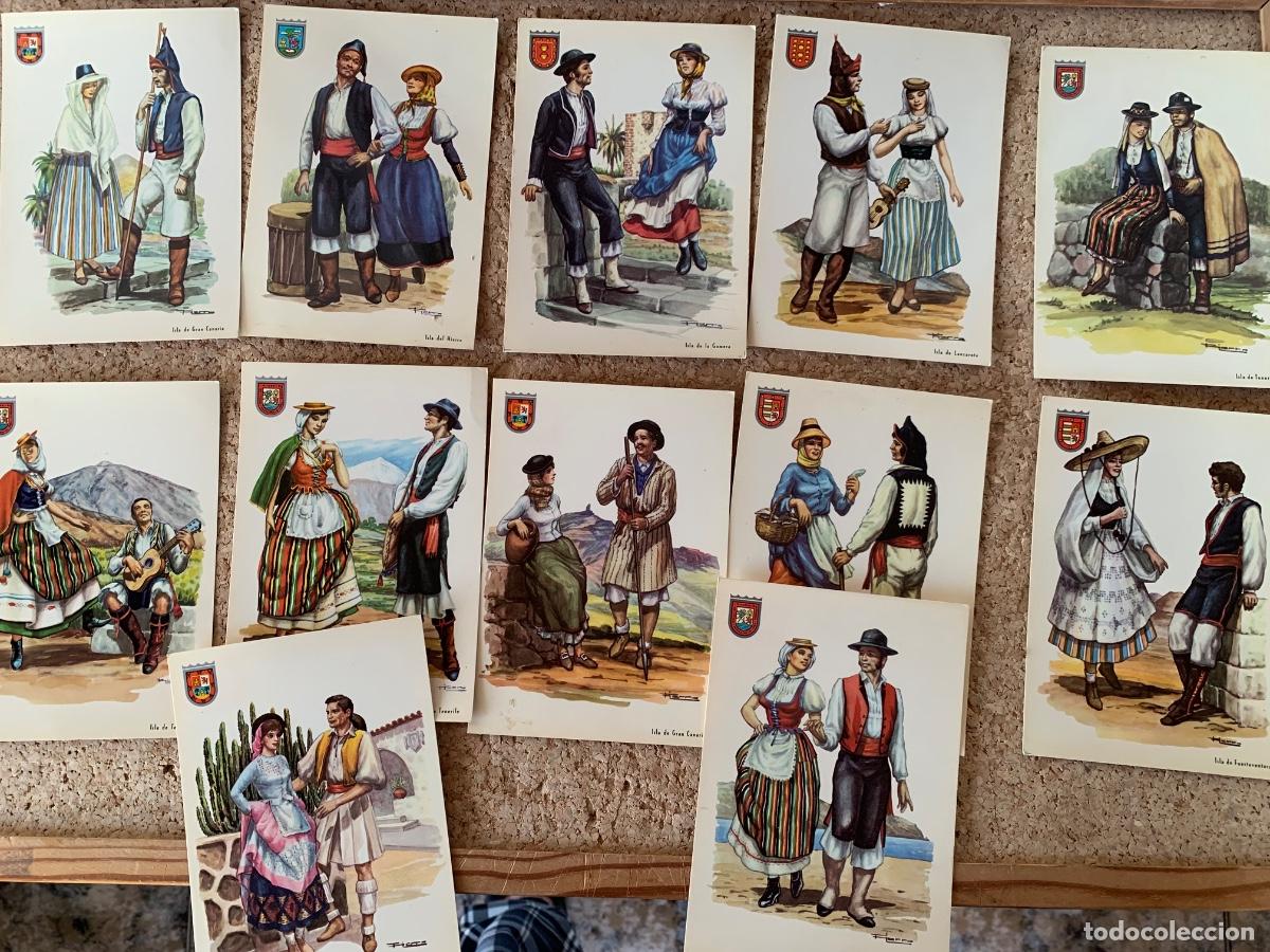Postales: Lote de 12 postales de trajes t&iacute;picos de las islas Canarias - Foto 1