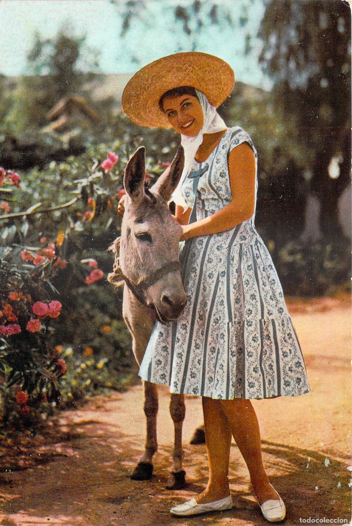 Postales: Postal de Mujer con Burro en Arcos de la Frontera - Foto 1