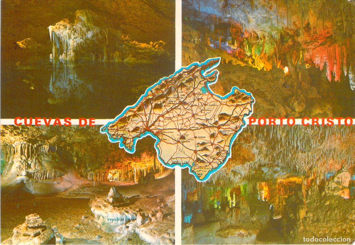 Postales: Postal de las Cuevas de Porto Cristo y Mapa de Mallorca - Foto 1