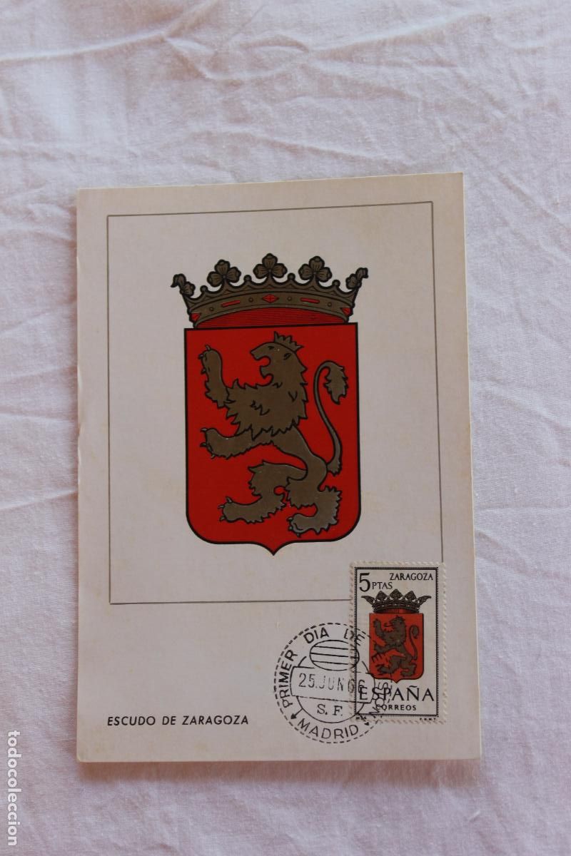 Postales: TARJETA POSTAL PRIMER DIA EMISION ESCUDO DE ZARAGOZA 1966
