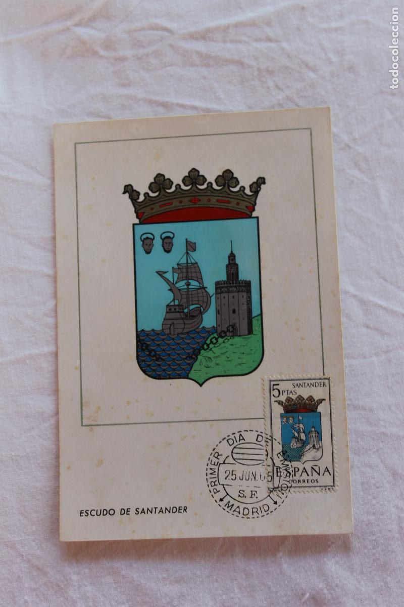 Postales: TARJETA POSTAL PRIMER DIA EMISION ESCUDO DE SANTANDER 1965