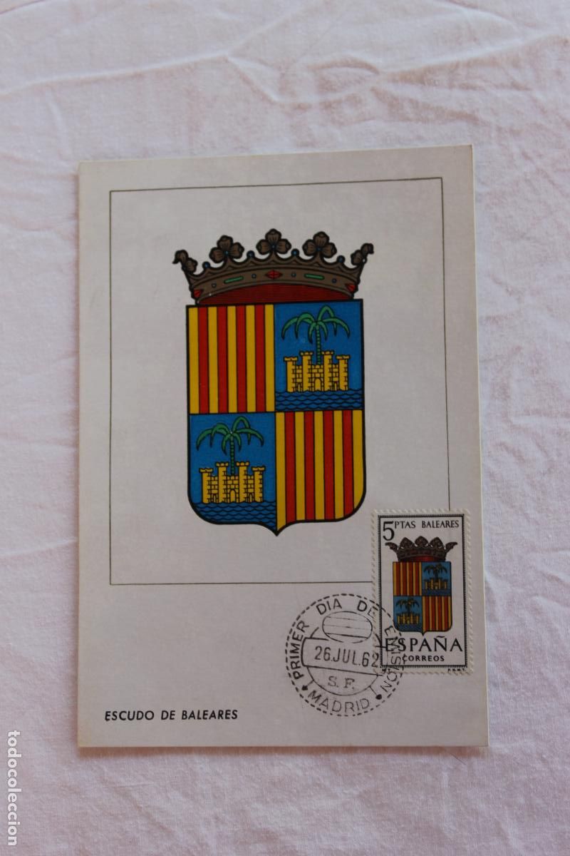 Postales: TARJETA POSTAL PRIMER DIA EMISION ESCUDO DE BALEARES 1962