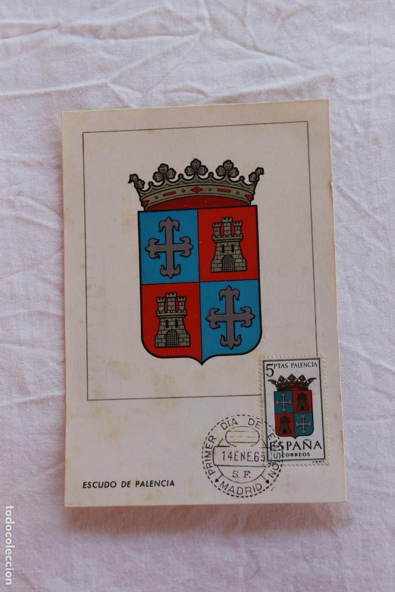 Postales: TARJETA POSTAL PRIMER DIA EMISION ESCUDO DE PALENCIA 1965
