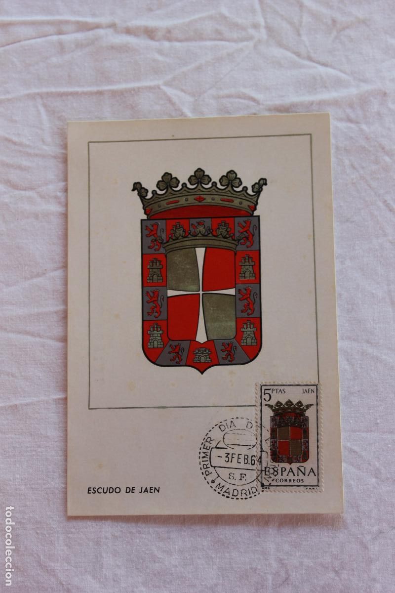 Postales: TARJETA POSTAL PRIMER DIA EMISION ESCUDO DE JAEN 1965