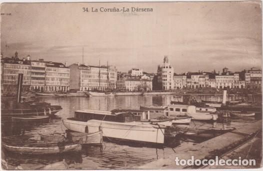 Postales: Coru&ntilde;a. La d&aacute;rsena. Edi. fototipia de Kallmeyer y Gautier. Franqueado y fechado al dorso: 15-3-1950