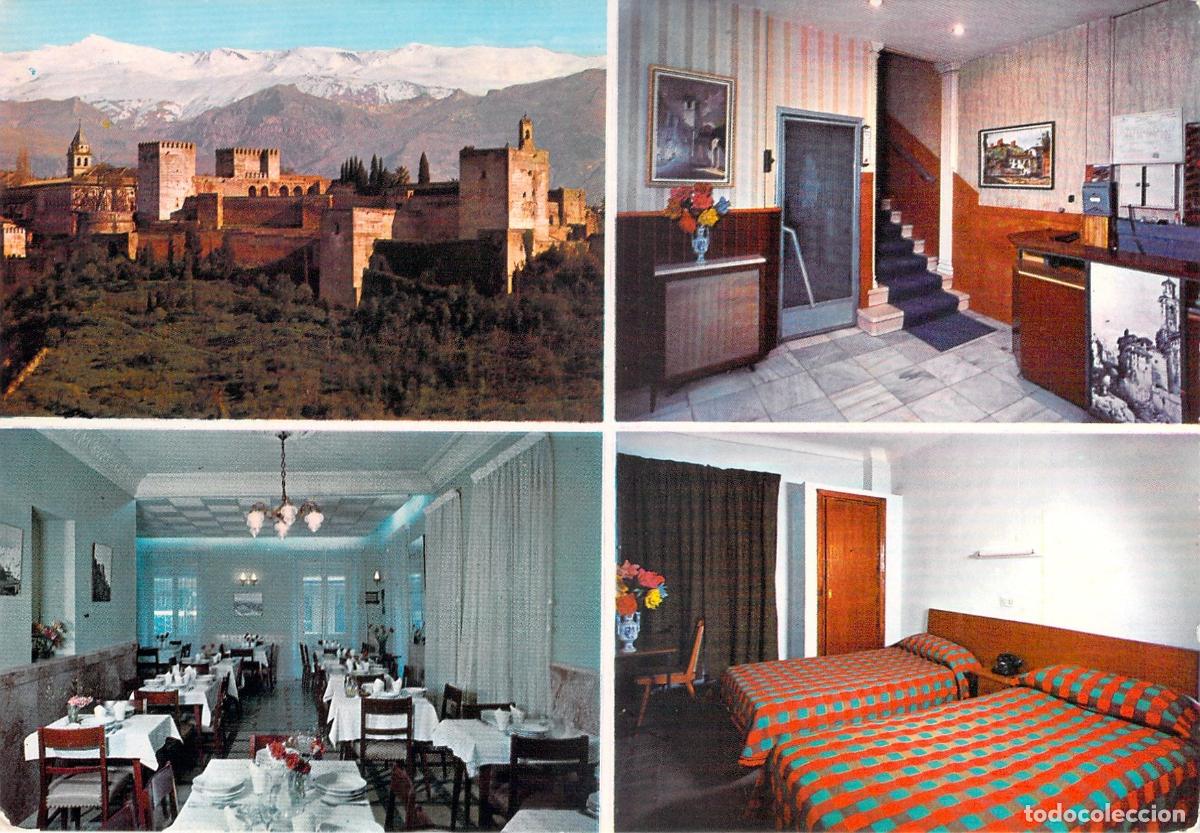 Postales: Postal Hotel Victoriano y Vistas de la Alhambra, Granada