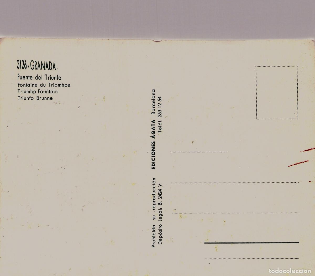 Postales: Postal de la Fuente del Triunfo en Granada, Espa&ntilde;a - Foto 2