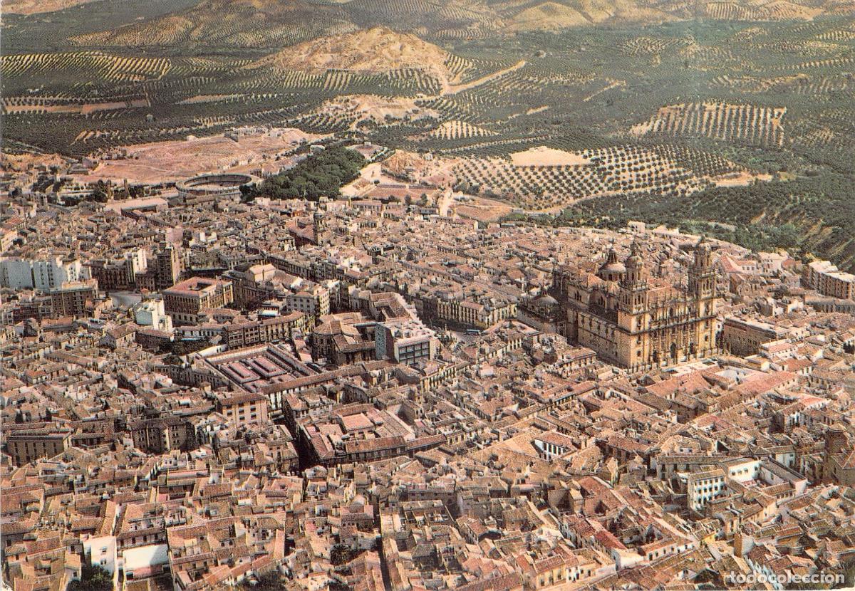 Postales: Postal de Ja&eacute;n: Vista A&eacute;rea y Catedral de la Asunci&oacute;n
