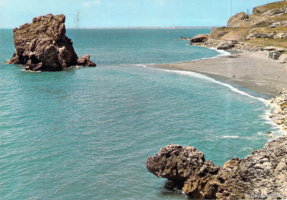 Postales: Postal de la Playa del Pe&ntilde;&oacute;n del Cuervo en M&aacute;laga