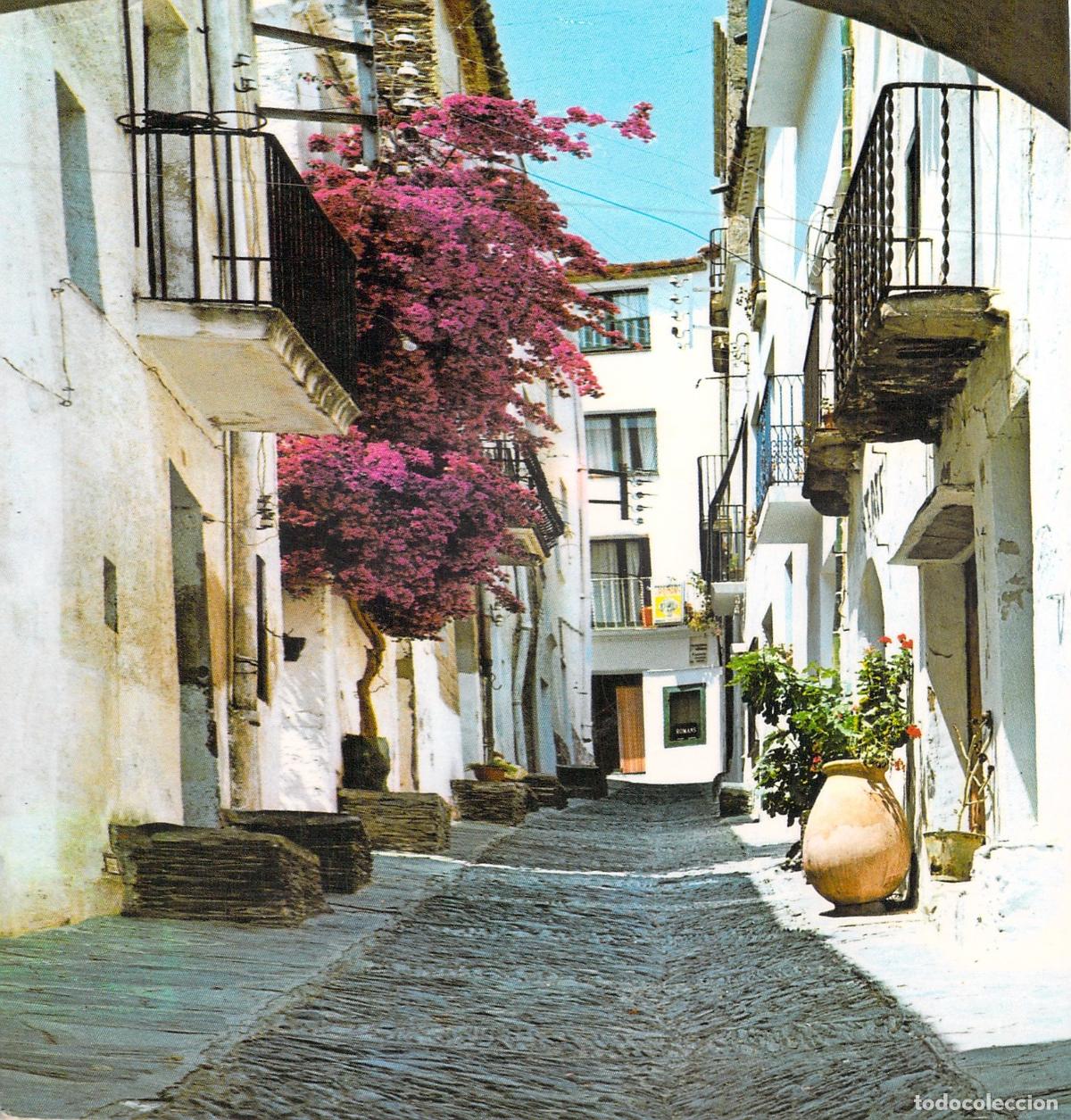 Postales: Postal de Cadaqu&eacute;s Calle T&iacute;pica con Buganvilla Costa Brava
