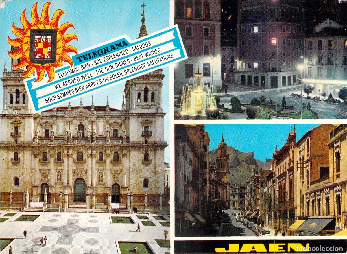 Postales: Postal Multi-vista de Ja&eacute;n: Catedral y Calle Bernab&eacute; Soriano