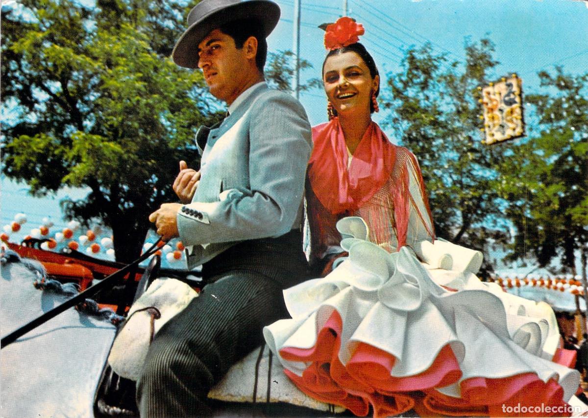 Postales: Postal Feria de Abril en Sevilla Pareja a Caballo