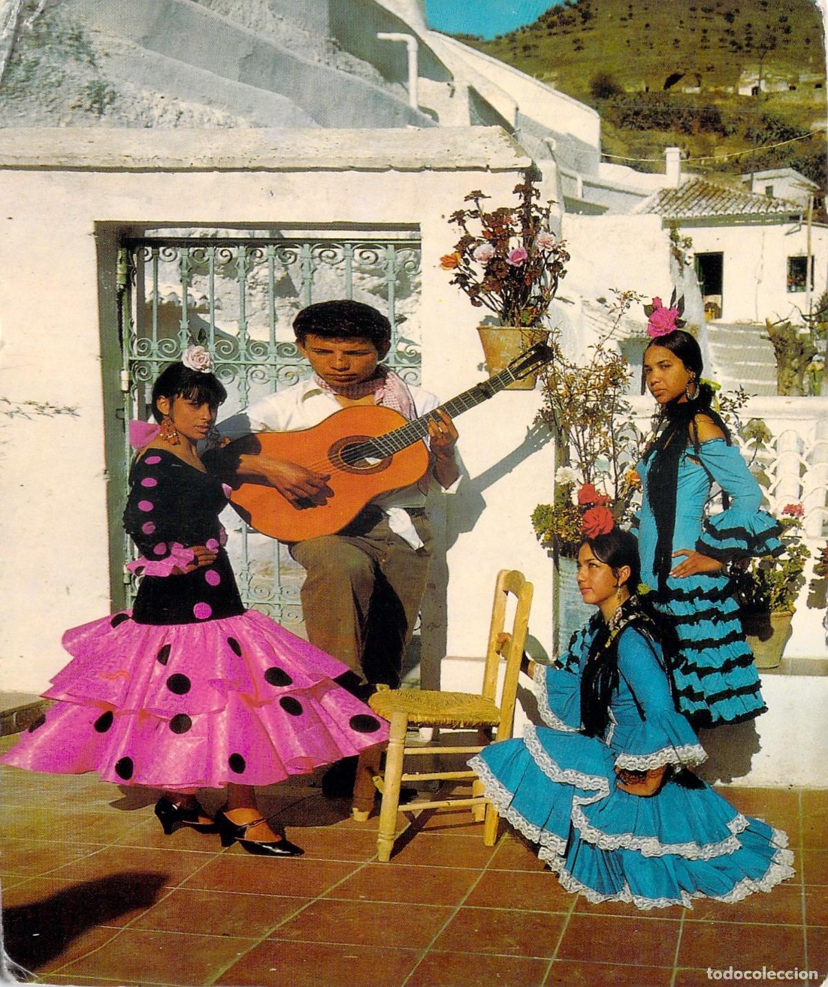 Postales: Postal de Andaluc&iacute;a con Tipos Gitanos y Guitarra Espa&ntilde;ola