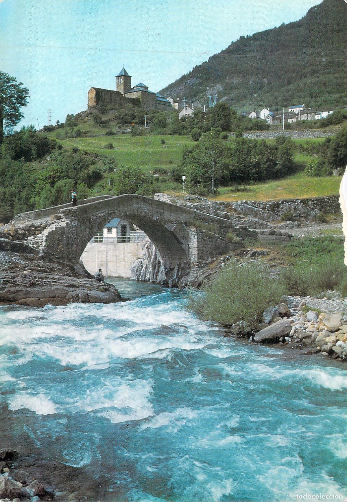 Postales: Postal de Torla: Puente Rom&aacute;nico sobre el R&iacute;o Ara, Pirineo Aragon&eacute;s
