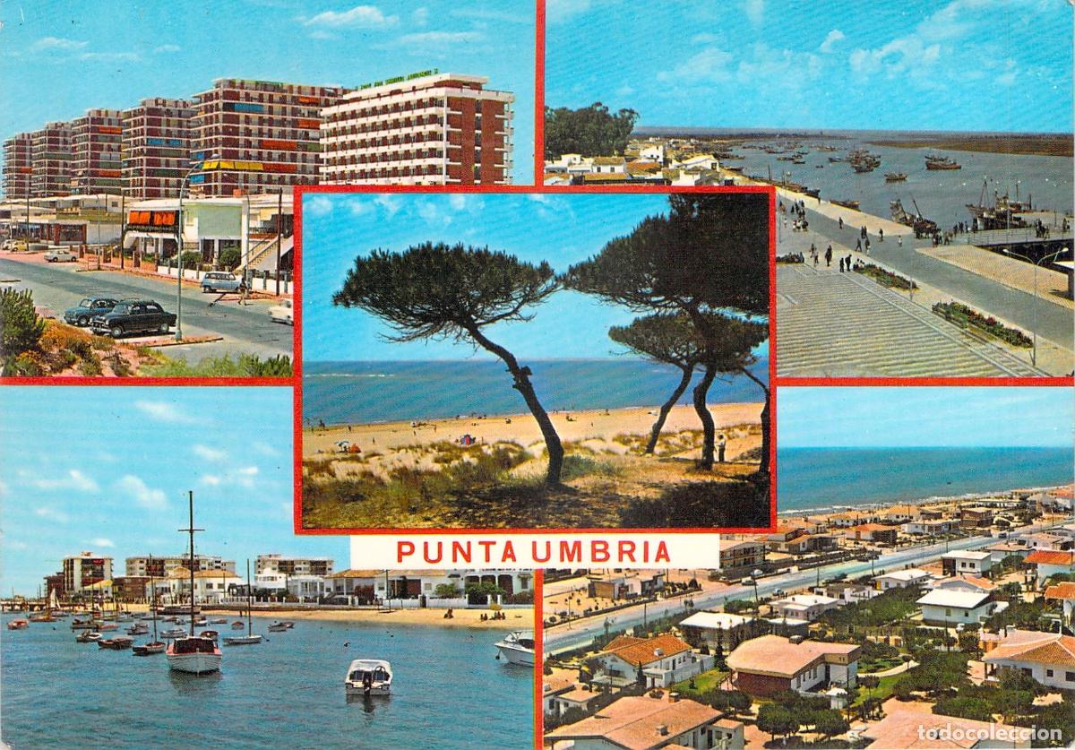 Postales: Postal de Punta Umbr&iacute;a, Huelva - Vista M&uacute;ltiple y Escenas de Costa
