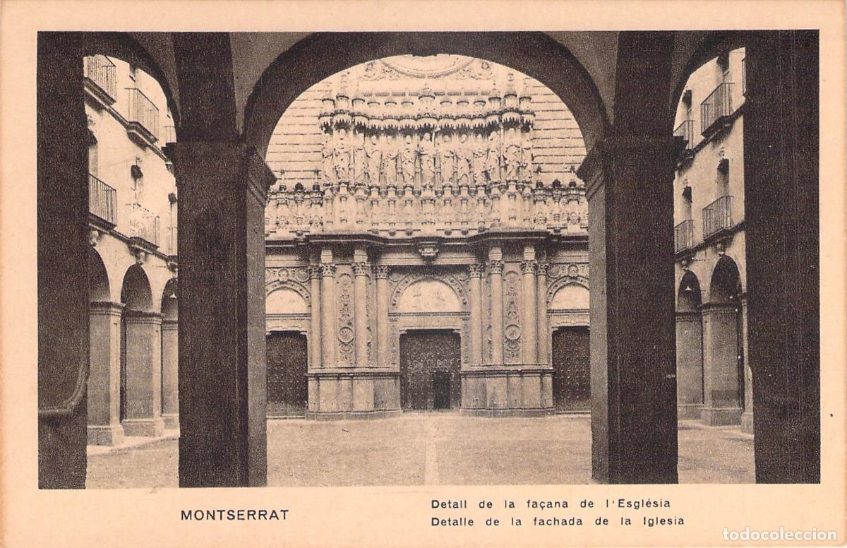 Postales: Postal Detalle de la Fachada de la Iglesia de Montserrat, Barcelona
