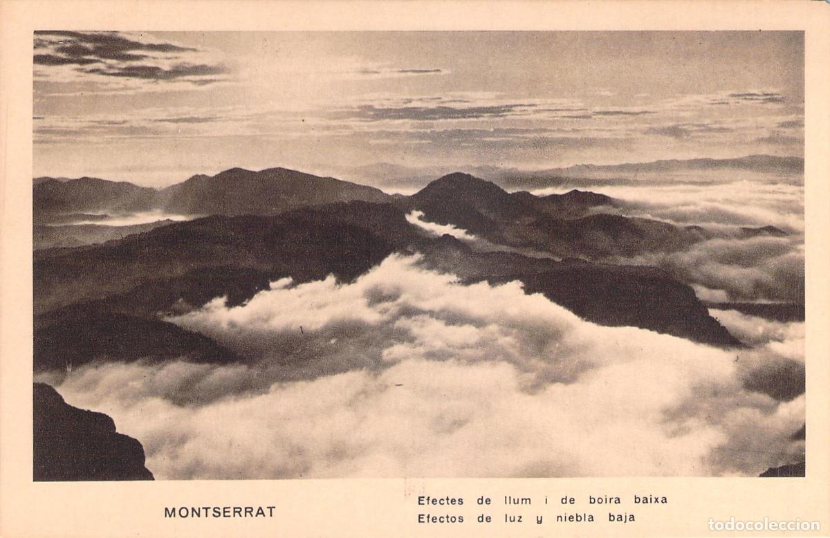 Postales: Postal de Montserrat con Efectos de Luz y Niebla Baja