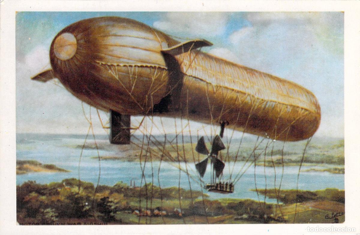 Postales: Postal de Dirigible Antiguo en Vuelo - Historia de la Aviaci&oacute;n