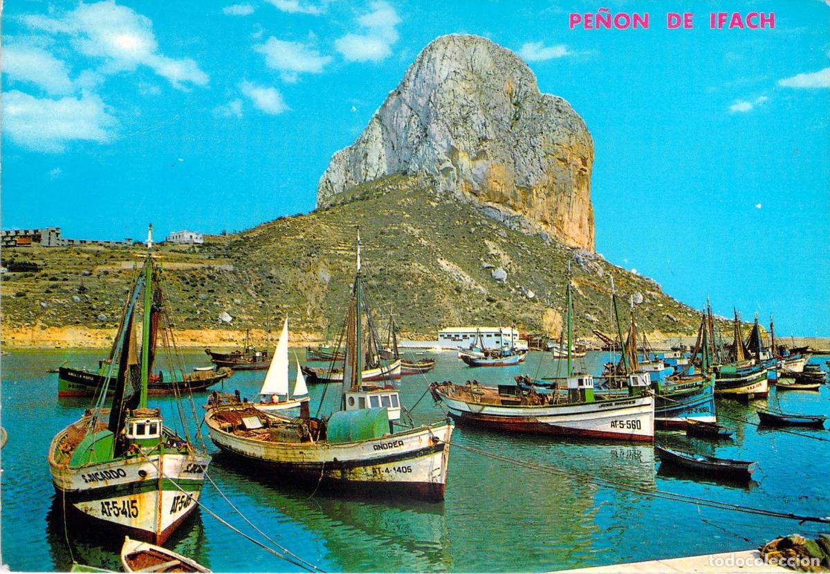 Postales: Postal de Calpe Alicante - Puerto y Pe&ntilde;&oacute;n de Ifach con Barcos