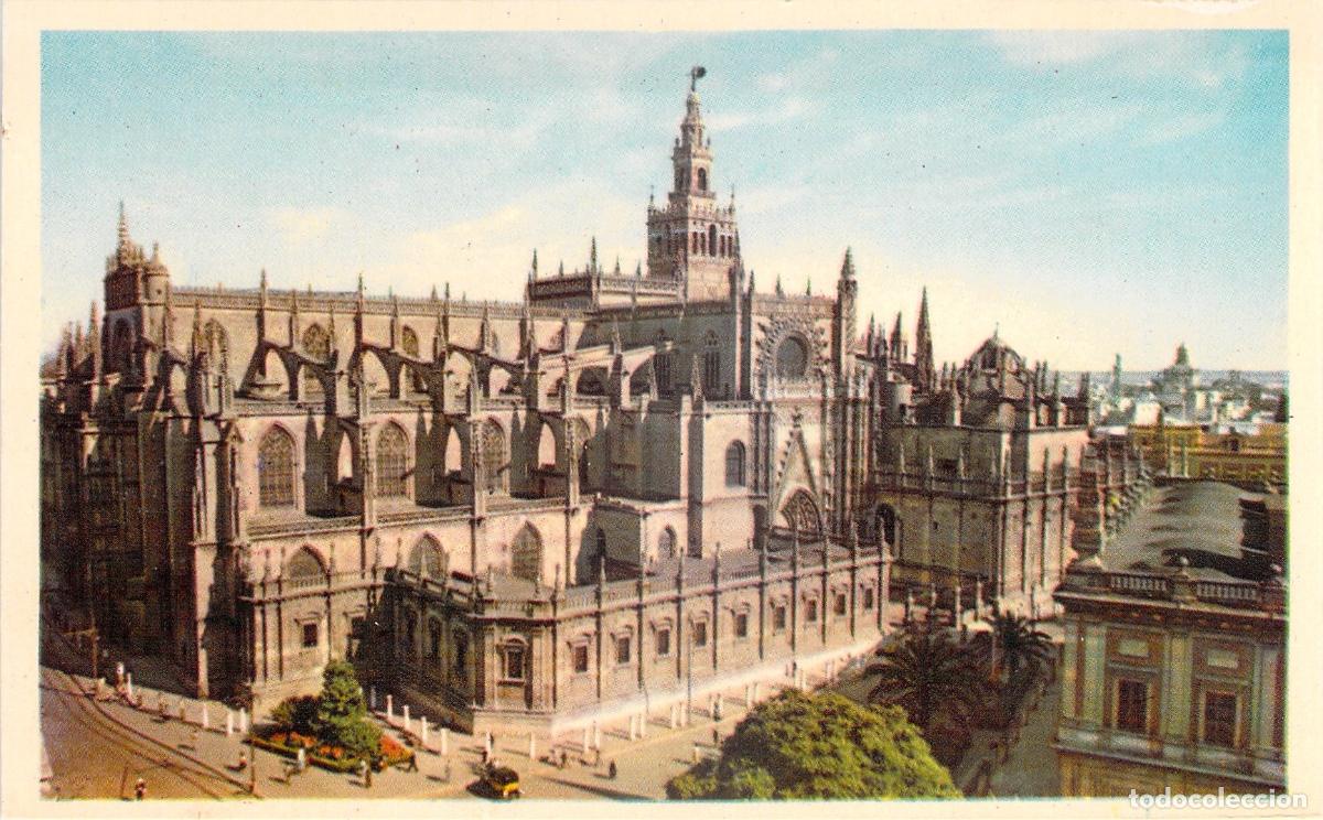 Postales: Postal de la Vista General de la Catedral de Sevilla y la Giralda