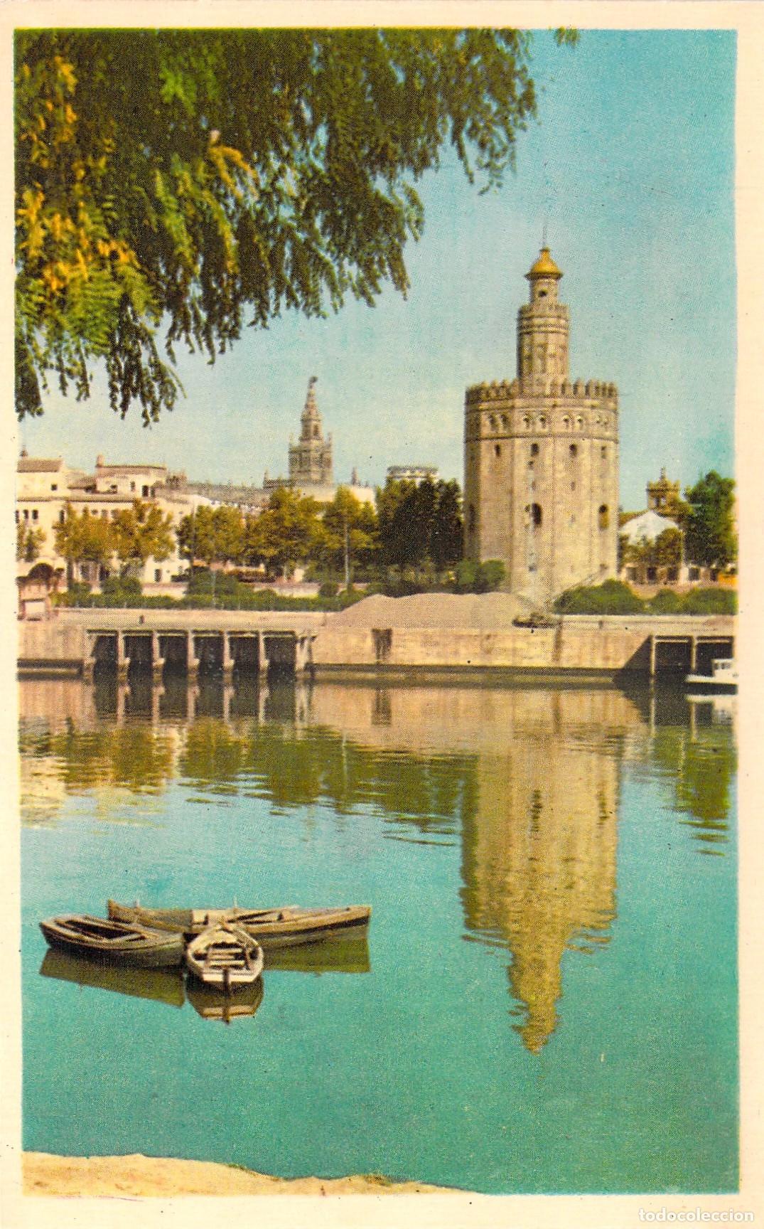 Postales: Postal de Sevilla: Torre del Oro y r&iacute;o Guadalquivir
