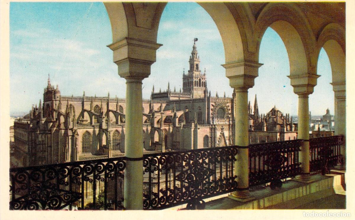 Postales: Postal de la Catedral de Sevilla y la Giralda - Foto 1