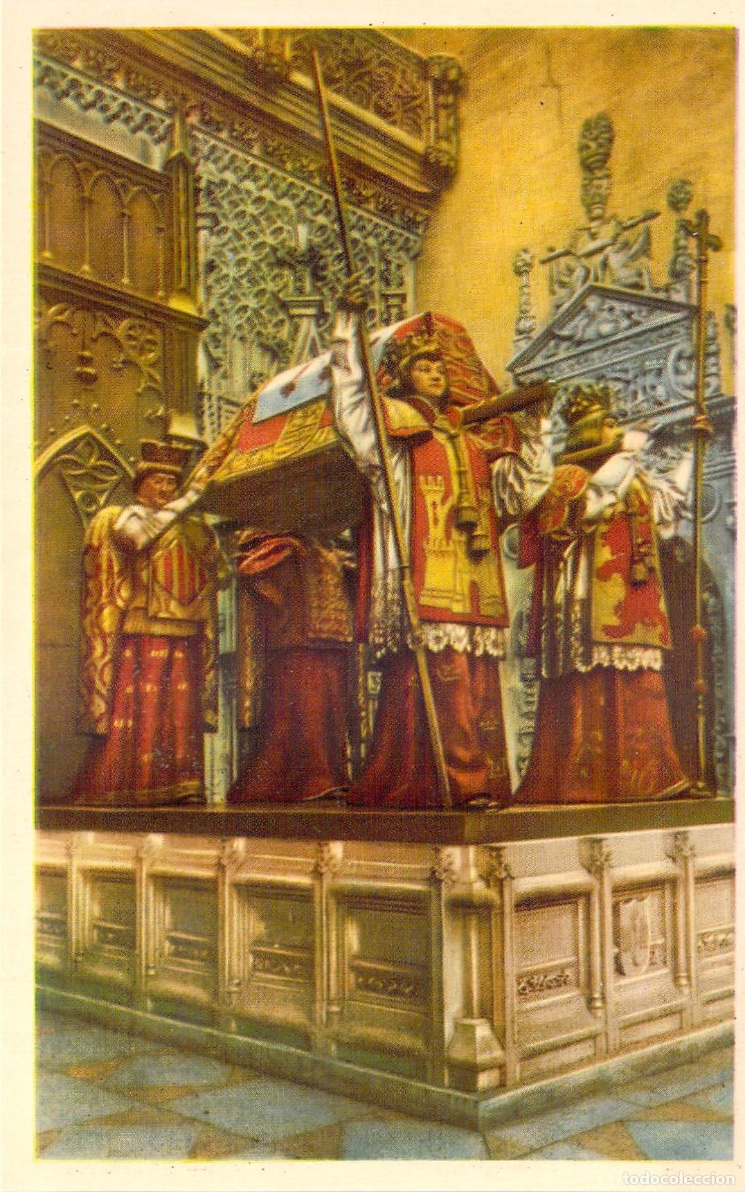 Postales: Postal de Sevilla: Monumento a Crist&oacute;bal Col&oacute;n en la Catedral