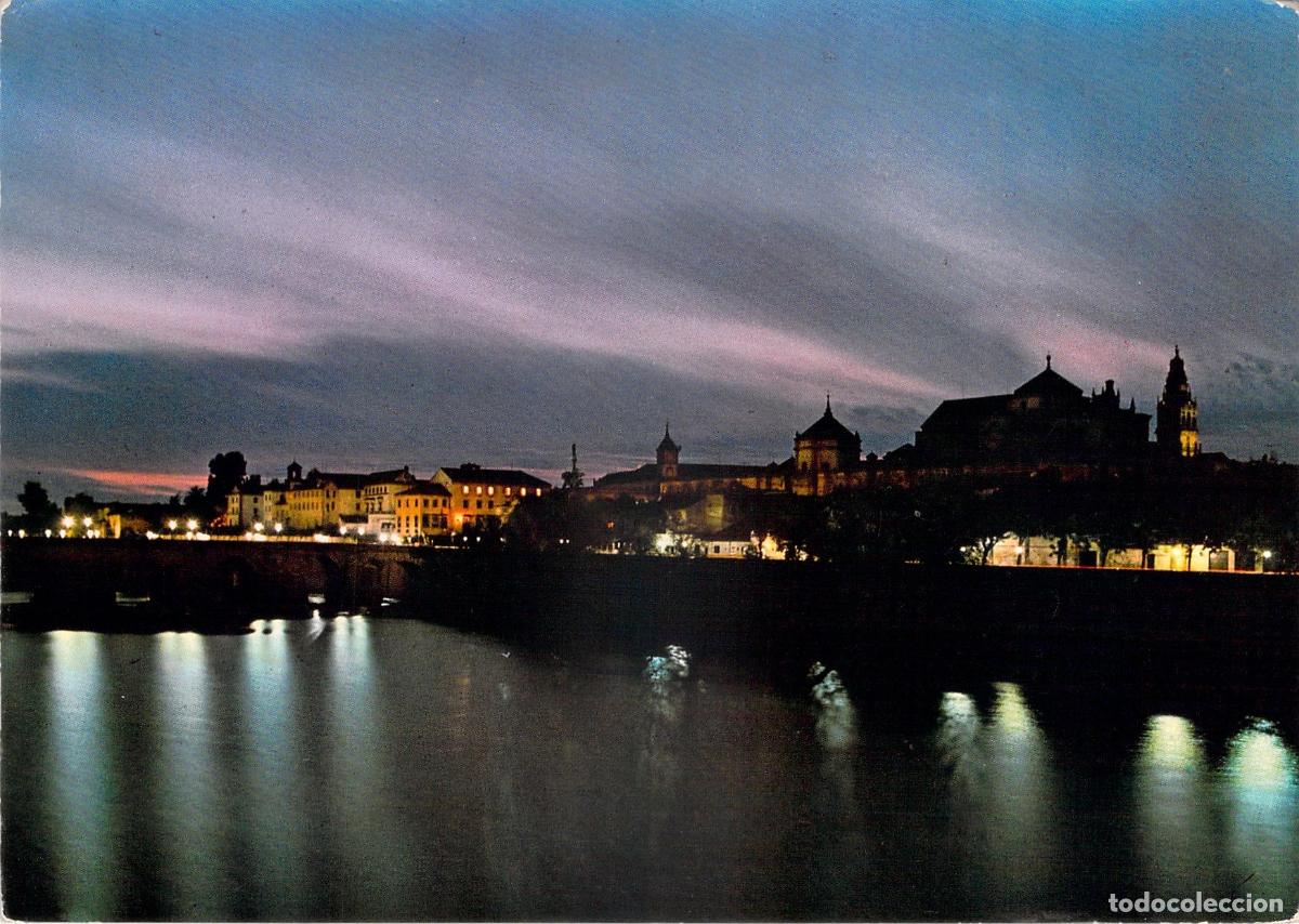 Postales: Postal de C&oacute;rdoba: Catedral y Puente Romano de Noche