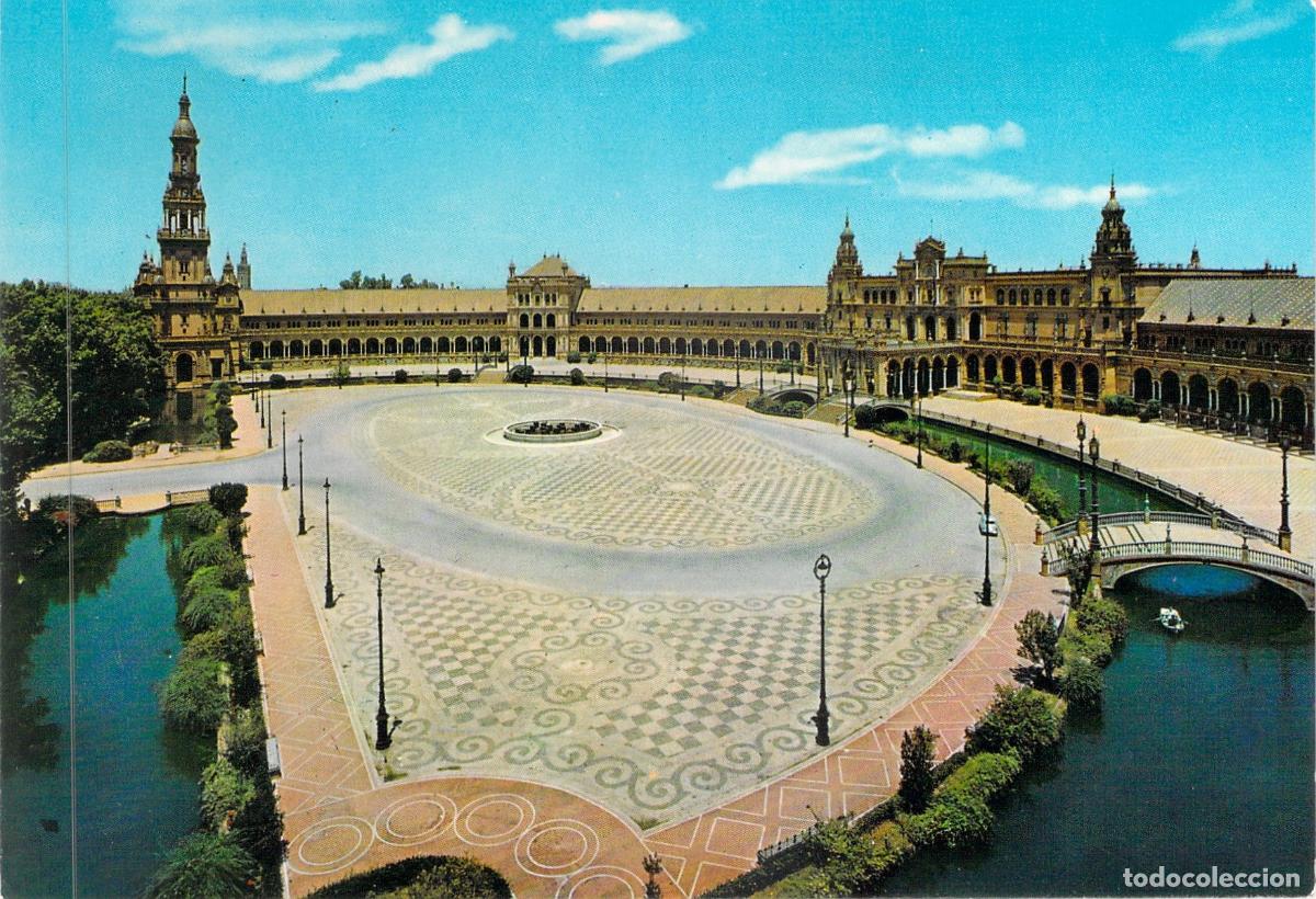 Postales: Postal de la Plaza de Espa&ntilde;a en Sevilla