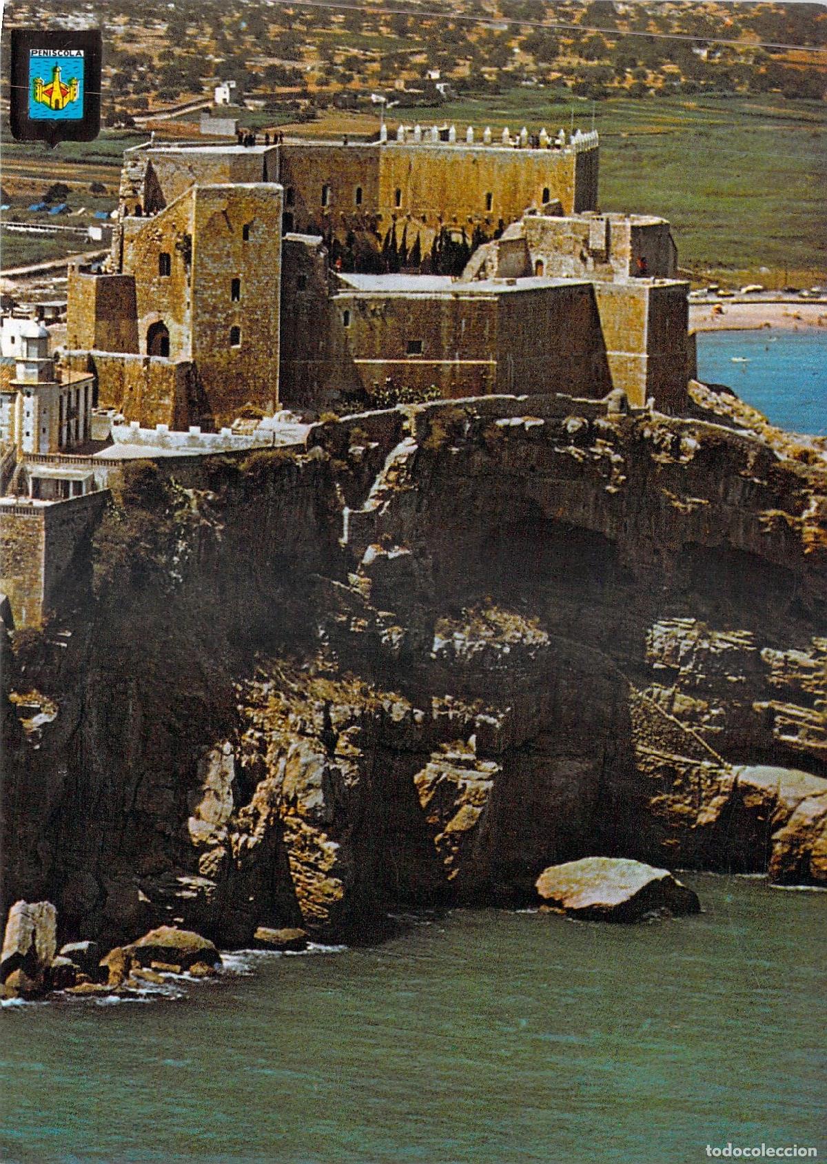 Postales: Postal del Castillo de Pe&ntilde;&iacute;scola en el Pe&ntilde;&oacute;n frente al Mar