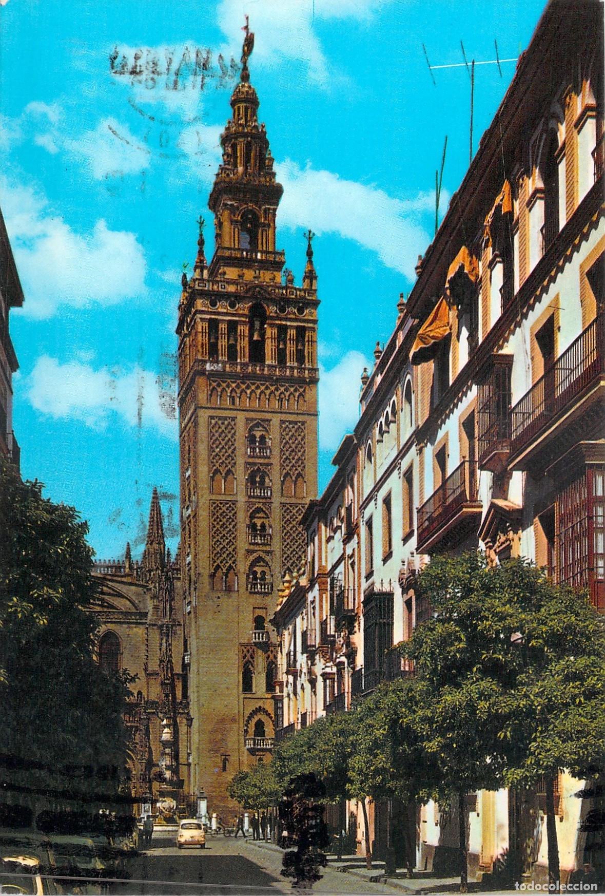 Postales: Postal de la Calle de Mateos Gago y La Giralda en Sevilla