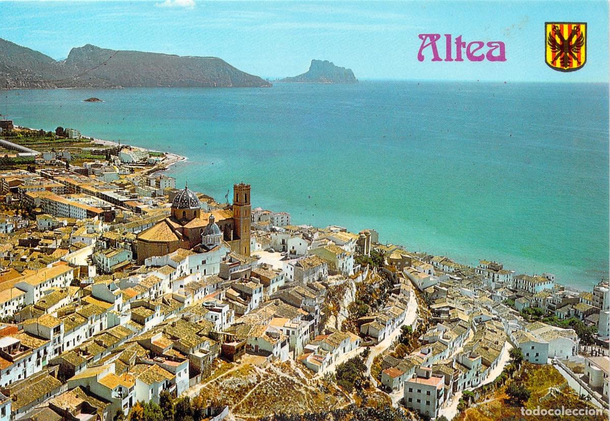 Postales: Postal de Altea, Alicante: Vista A&eacute;rea con el Pe&ntilde;&oacute;n de Ifach