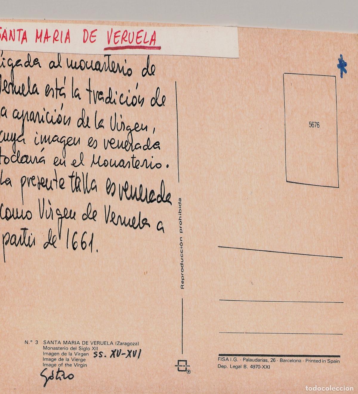 Postales: Postal de la Virgen de Veruela, Monasterio en Zaragoza - Foto 2