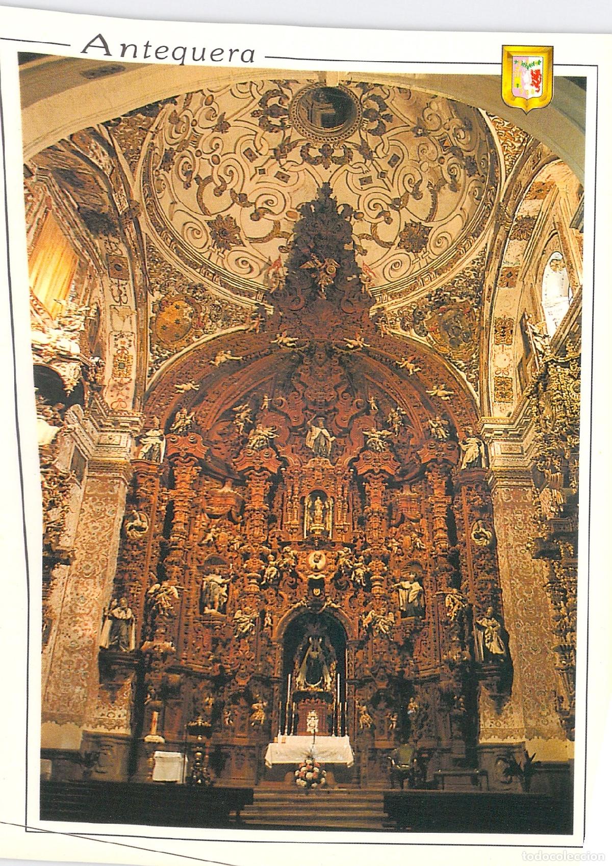 Postales: Postal Iglesia del Carmen Antequera Retablo Barroco M&aacute;laga