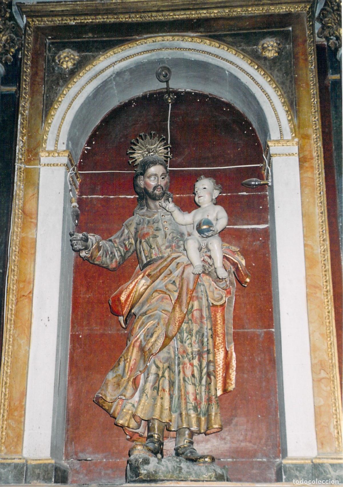 Postales: Postal Monasterio de Samos, Estatua de San Jos&eacute; con el Ni&ntilde;o Jes&uacute;s