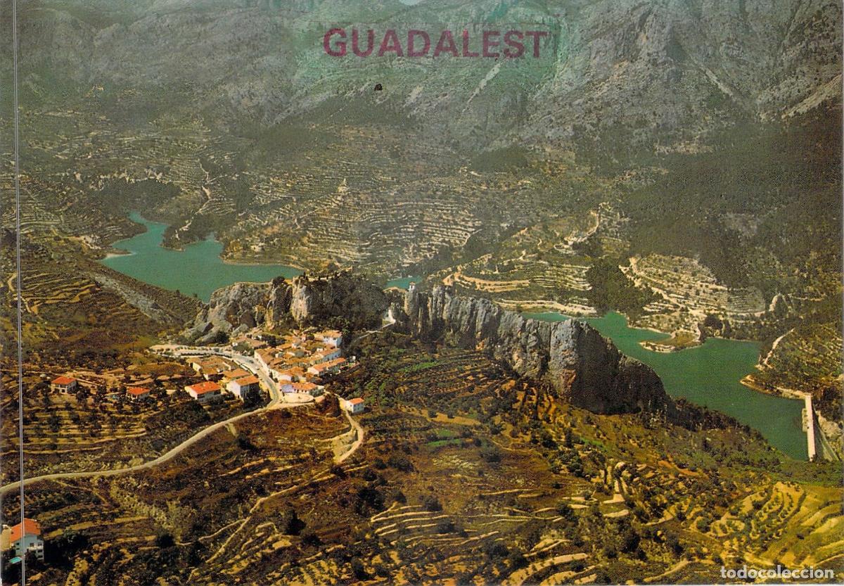 Postales: Postal de Guadalest Alicante Vista A&eacute;rea del Castillo y Embalse