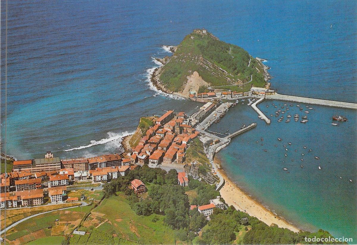 Postales: Postal de Getaria con Vista A&eacute;rea del Puerto y el Rat&oacute;n