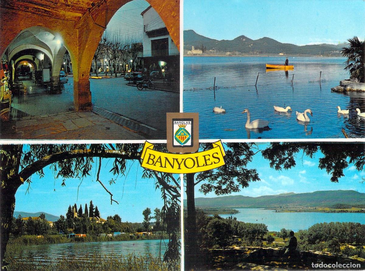 Cartoline: Postal de Banyoles, Girona - Diversos Aspectos del Lago y la Ciudad