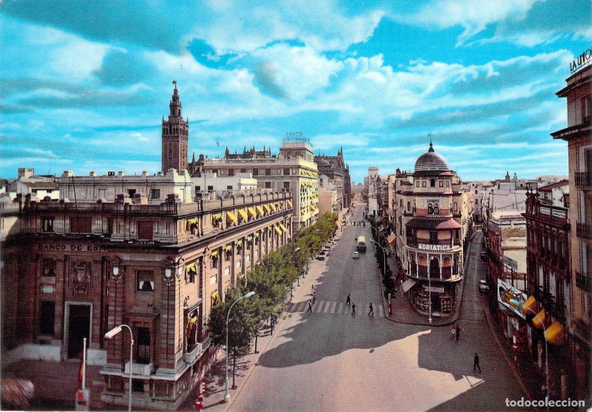 Postales: Tarjeta Postal Avenida Jos&eacute; Antonio y Giralda en Sevilla