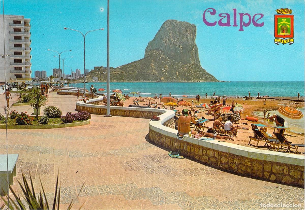Postales: Postal de Calpe: Playa y Pe&ntilde;&oacute;n de Ifach, Alicante