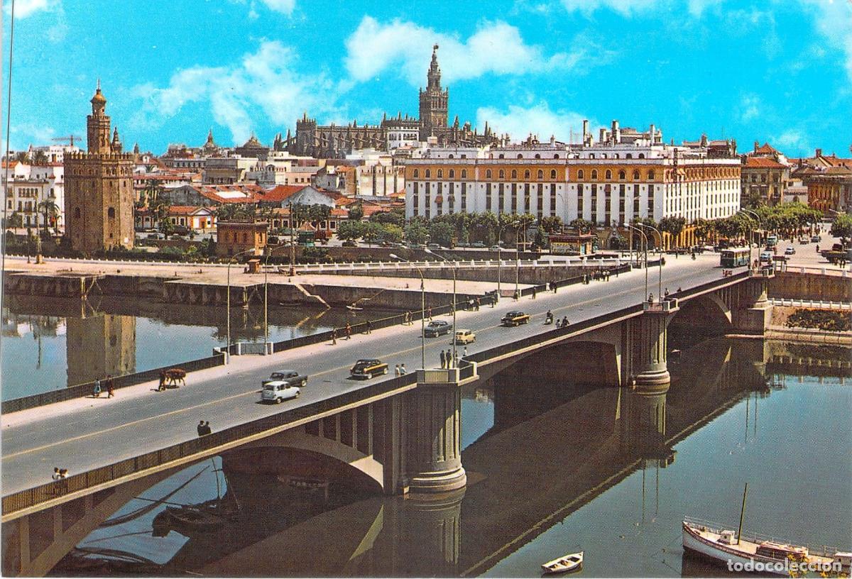 Postales: Postal de Sevilla con Puente de San Telmo y Torre del Oro