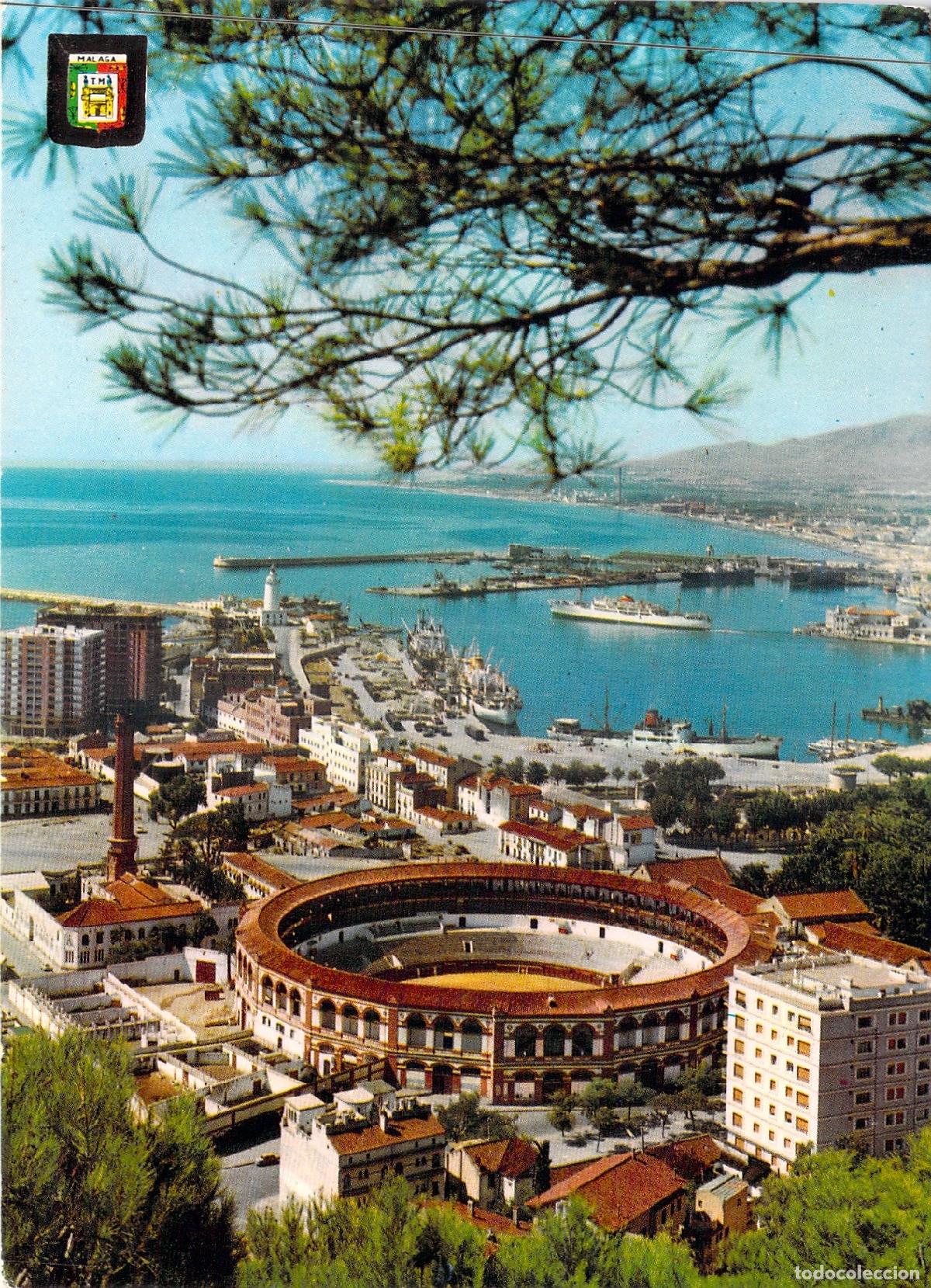 Postales: Postal de M&aacute;laga: Vista Panor&aacute;mica con Plaza de Toros y Puerto