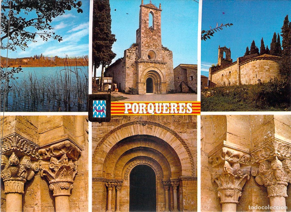 Postales: Postal Porqueres Gerona Diferentes Vistas e Iglesia de Santa Mar&iacute;a