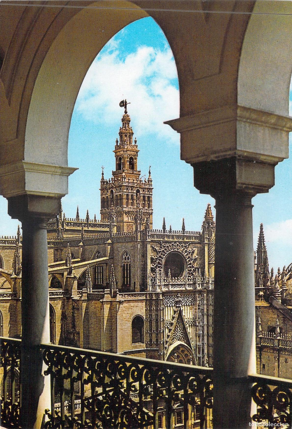 Postales: Postal de la Catedral de Sevilla y la Giralda, Espa&ntilde;a