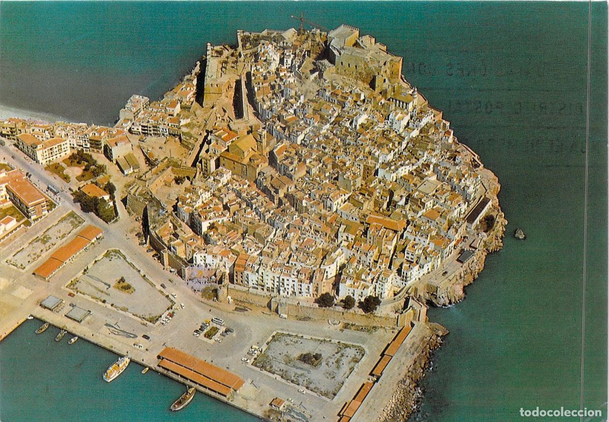Postales: Postal de Pe&ntilde;&iacute;scola Castell&oacute;n Vista A&eacute;rea del Casco Antiguo y Castillo