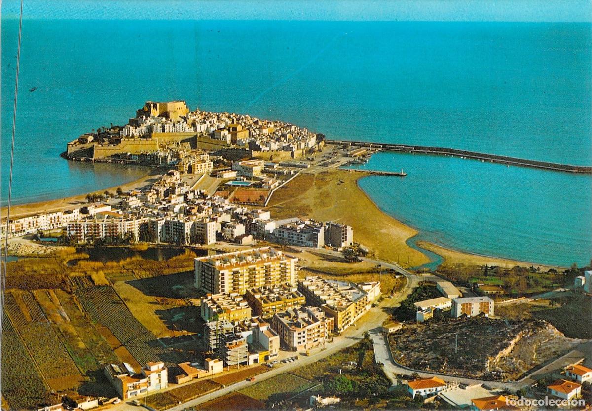 Postales: Tarjeta Postal Vista A&eacute;rea de Pe&ntilde;&iacute;scola y su Castillo