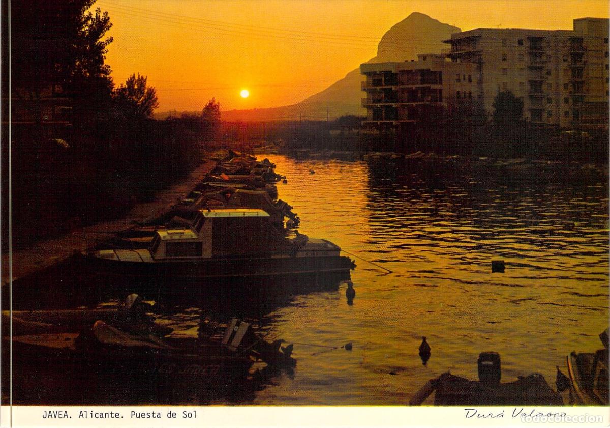 Postkarten: Postal de Javea Alicante Puesta de Sol con Barcos