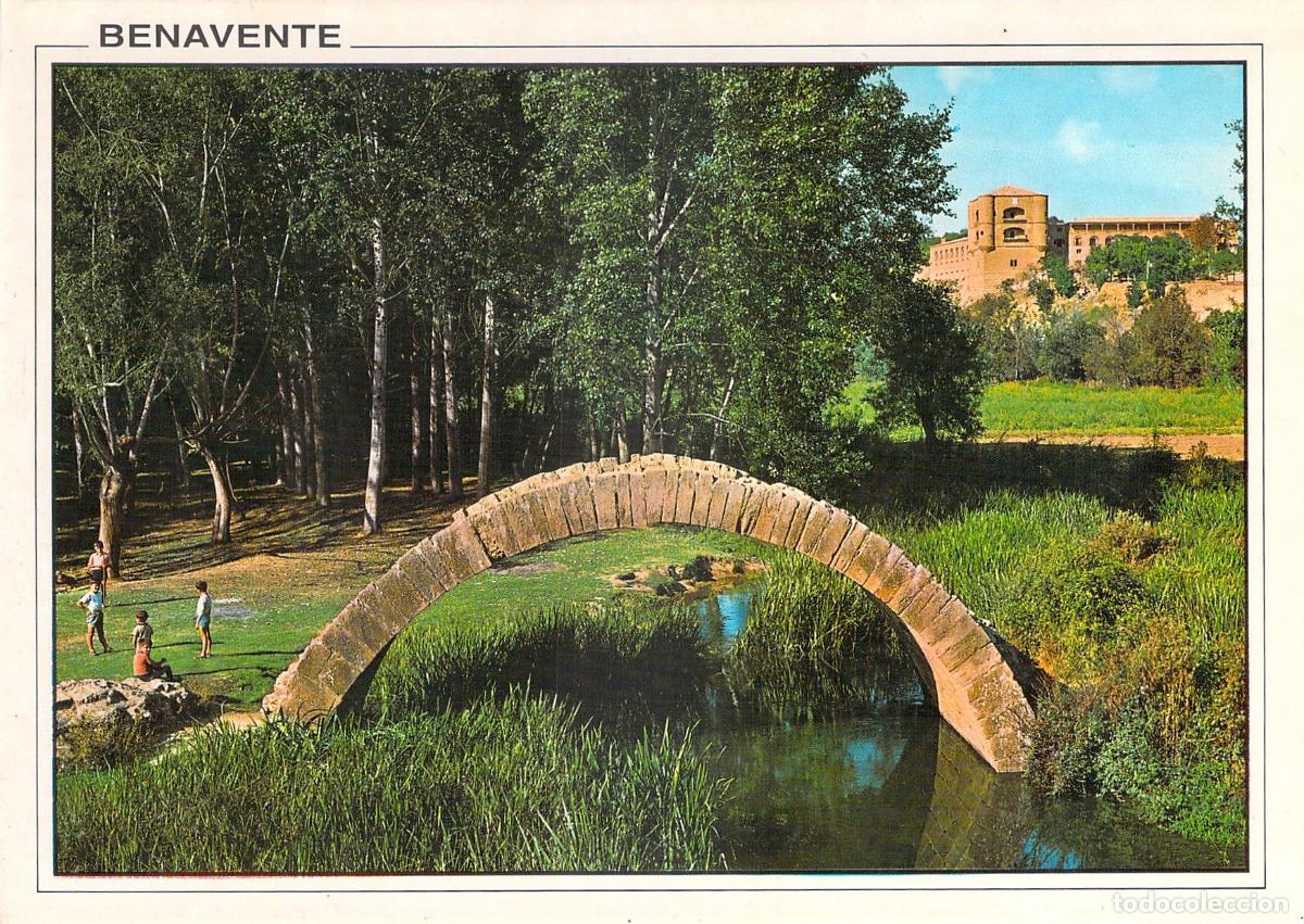 Postales: Postal de Benavente Zamora Paisaje con Puente y Torre del Caracol