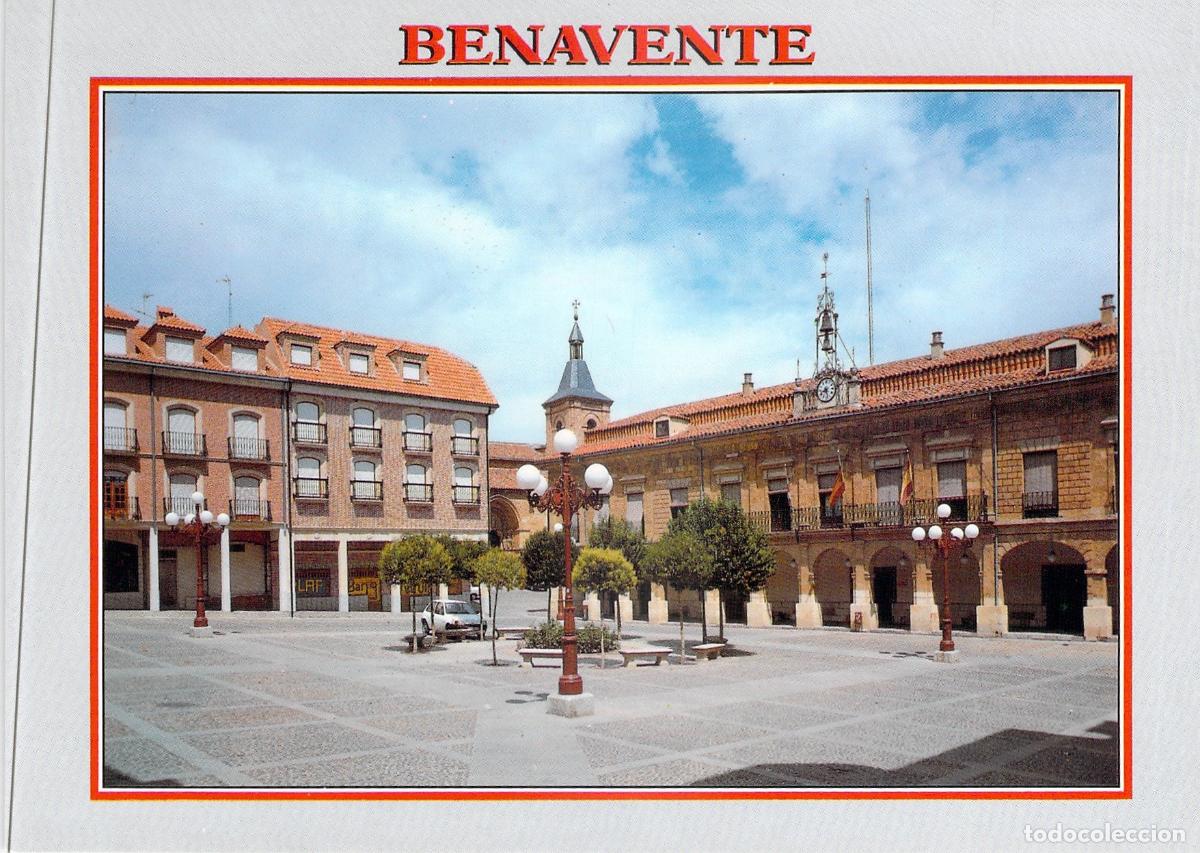 Postales: Postal de la Plaza de Espa&ntilde;a en Benavente, Zamora